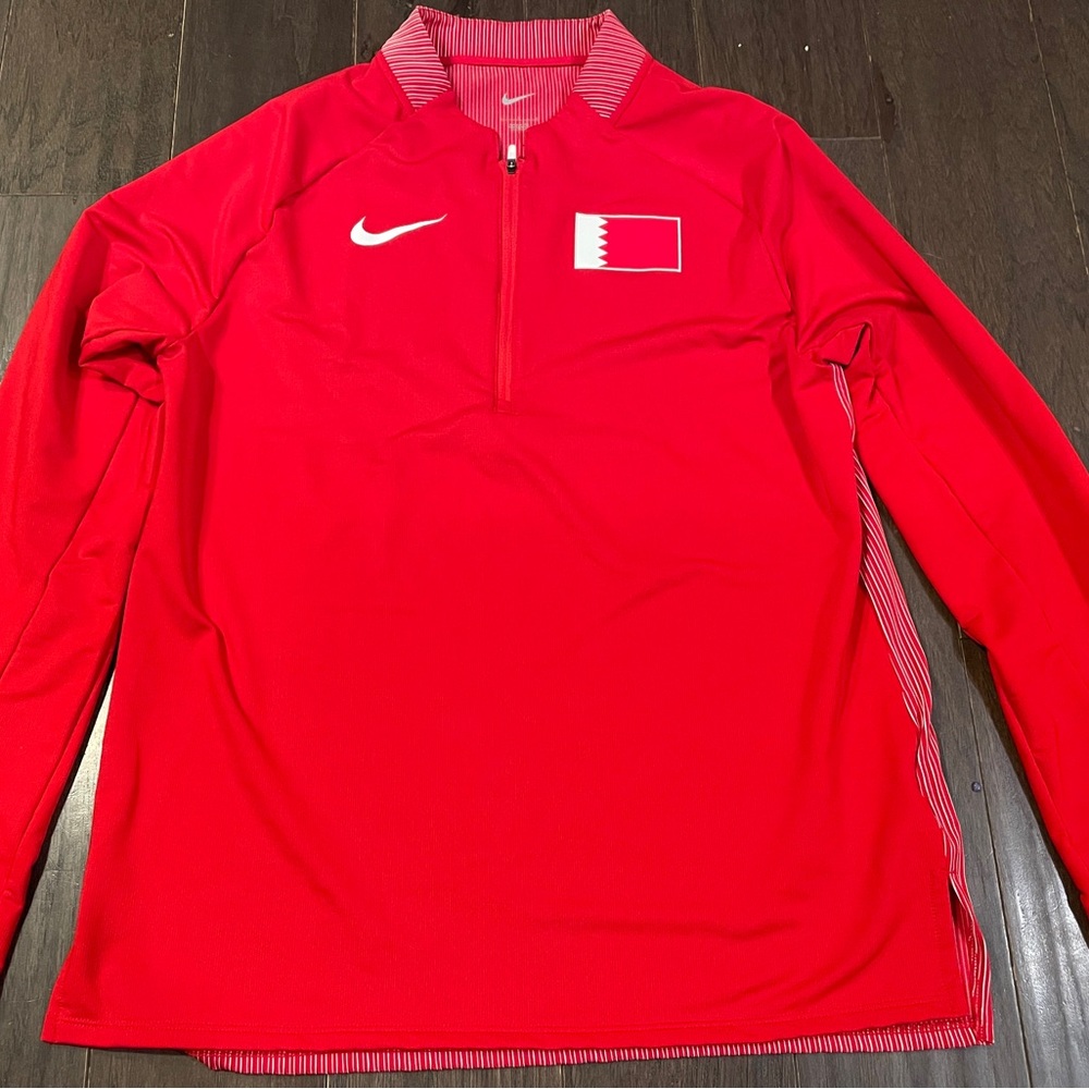 Nike Pro Elite Bahrain 1/4 Zip Red Pullover Track Running Size Large CK3192-657